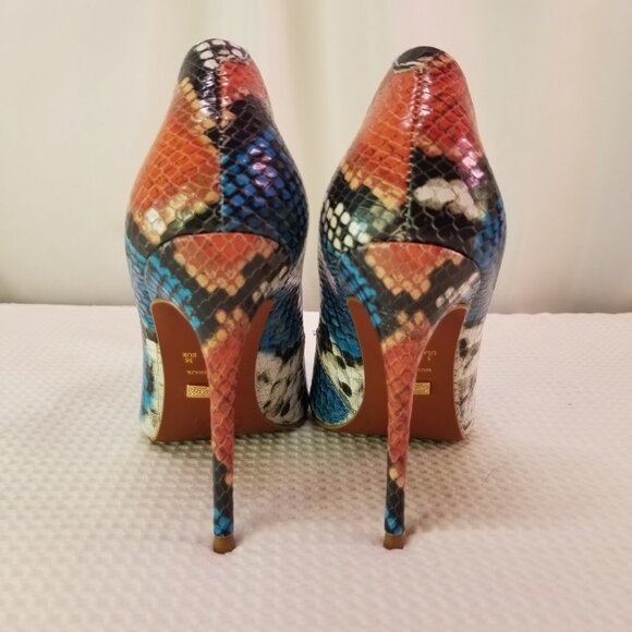 L'INTERVALLE: High Heel Pumps Pink & Aqua Python - Picture 8 of 10